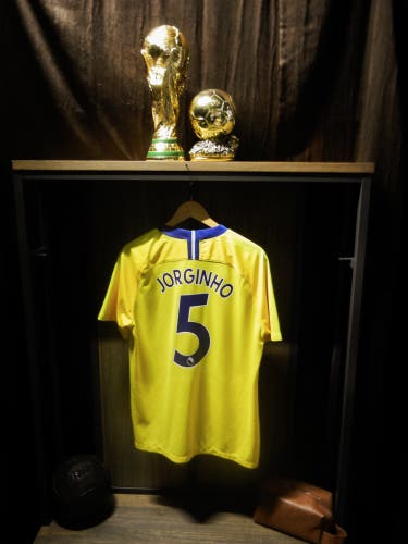 Chelsea 2018/2019 Away Jersey – Jorginho #5 – Large – Yellow Nike Shirt (MPN: 91