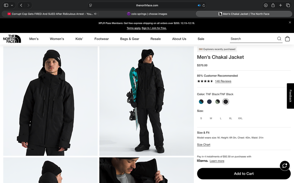 Black Men's Adult Large The North Face Chakal Jacket & Pants (New)