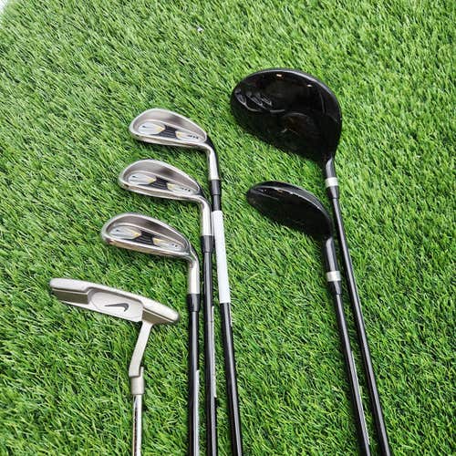 JUNIOR NIKE SQ CLUB SET DRIVER,4H,7I,9I,SW,PUTTER JR FLEX (KIDS 57" TALL) GOOD