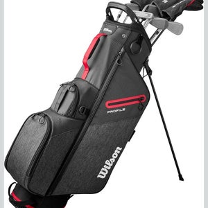 WILSON MEN PROFILE 14 Piece COMPLETE GOLF SET STAND BAG RH REG FLEX TALL 6'1" +