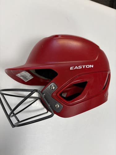 Used Easton GAMETIME 7 1/8 7 3/4 Batting Helmet w/Mask Red One Size 11860-S000302203