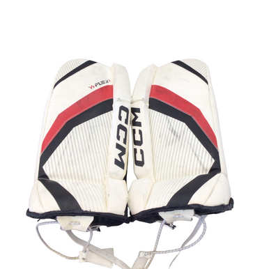 Used CCM YT FLEX3 Goalie Leg Pads Youth White 24" 11760-S000085386