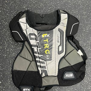 Used STX SHIELD 400 GOALIE LAX CHEST PROTECTOR Lacrosse Shoulder Pads Black LG 11849-S000034511