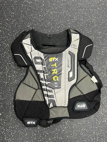 Used STX SHIELD 400 GOALIE LAX CHEST PROTECTOR Lacrosse Shoulder Pads Black LG 11849-S000034511