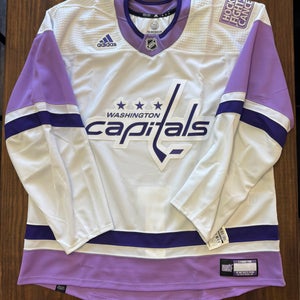 (NEW) Adidas Washington Capitals Hockey Fights Cancer warm up jersey size 58 made in Canada MIC HFC