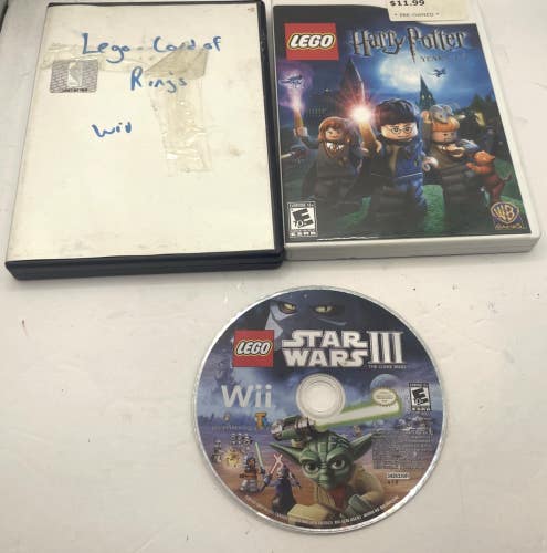 Wii 3 Lego Game Bundle Includes Star Wars, Lord of the Rings & Harry Potter