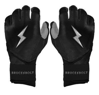New ADULT BLACK PREMIUM PRO CHROME SERIES LONG CUFF BATTING GLOVE BRUCE BOLT 11834-502B2