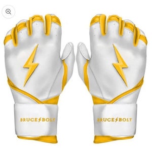 New ADULT YELLOW PREMIUM PRO CHROME SERIES LONG CUFF BATTING GLOVE BRUCE BOLT 11834-502Y2