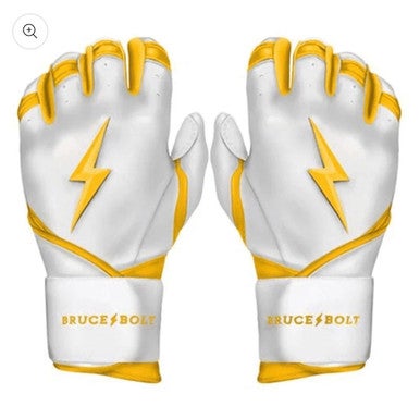 New ADULT YELLOW PREMIUM PRO CHROME SERIES LONG CUFF BATTING GLOVE BRUCE BOLT 11834-502Y2