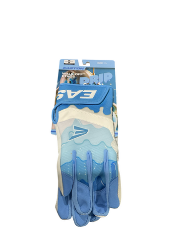 Used Easton ADULT MEDIUM BB/SB Batting Gloves Carolina Blue MD 11834-S000043784