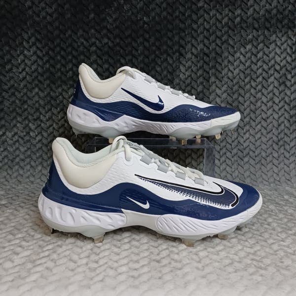 Nike Alpha Huarache Elite 4 Low Baseball Cleats White Navy FD2745