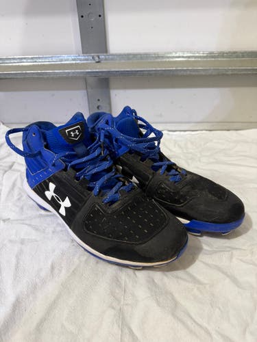 Black and Blue Men's Size M 8.5 (W 9.5) Under Armour High Top Molded Cleats (Used)