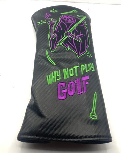 Smoking Reaper Why Not Play Golf Fairway Wood Head Cover - Black - NICE