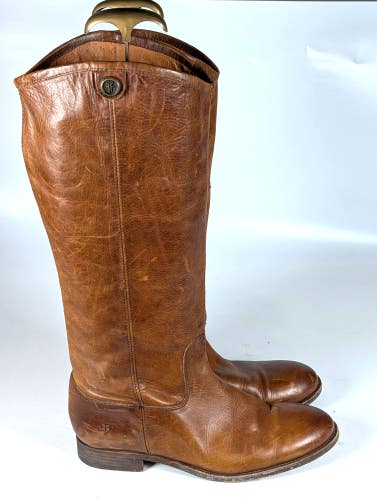 Frye Melissa Button II Cognac Leather Riding Womens Western Boots Size 9.5 B