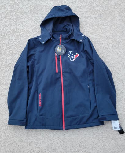 NFL Houston Texans Soft Shell Fleece Lined Jacket with Zip Off Hood Sz Large