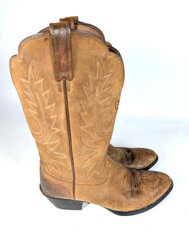 Ariat Heritage Western R Toe Brown Leather Cowboy Boots Women Size 8.5 B Cowgirl