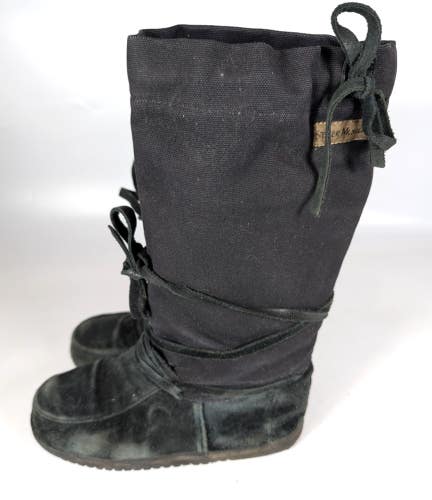 Steger Mukluks Traditional Boots Women's 7 Black Canvas Moosehide Made in USA