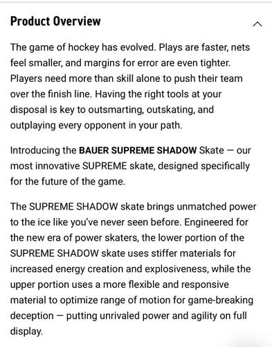 2024 Bauer Supreme Shadow Hockey Skates Extra Wide Width 7 (Used)