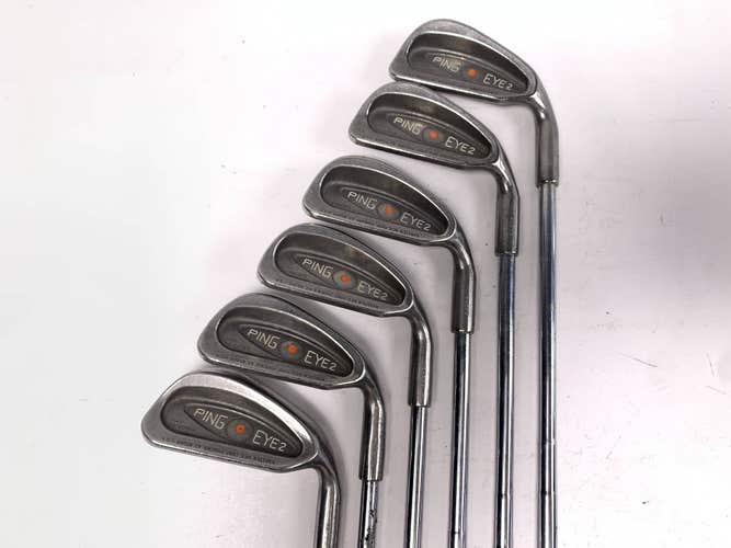 Ping Eye 2 Iron Set 3-9 Orange Dot 2* Flat Karsten ZZ-Lite Stiff RH No 5 iron