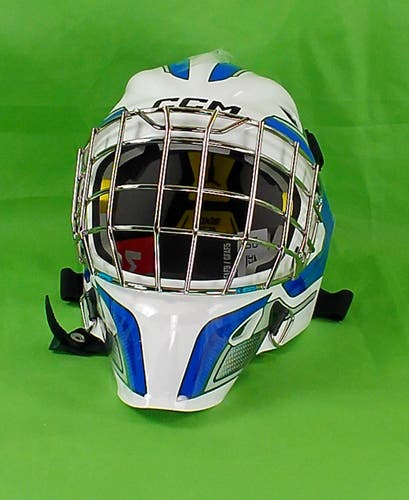 Junior CCM Axis F5 Goalie Mask (New)-Royal/White Decal