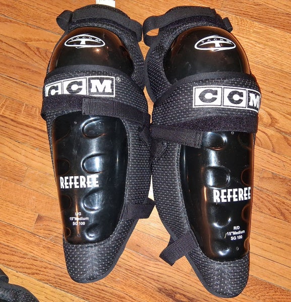 Senior CCM SG 100 hockey Referee 15" Shin Pads (New)