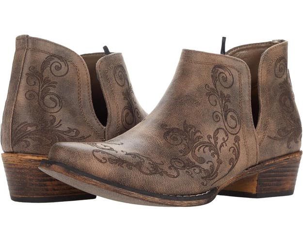 Roper Ava 09-021-1567-2639 Women 9 Brown Faux Leather Snip Toe Ankle Boot DDK592