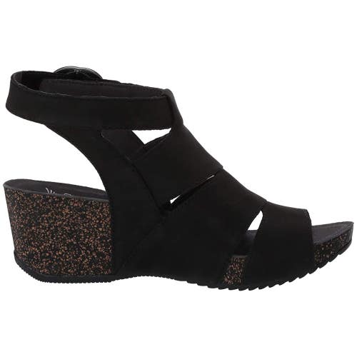 Dansko Sera 3421-360200 Sandals Womens US 8.5-9 Black Milled Nubuck Wedge DDK602