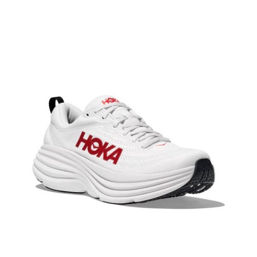 Hoka One One Bondi 8 1123202-WVR Men's White Vermillion Running Shoes FL4405