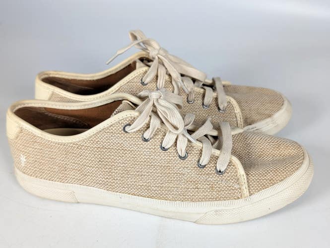 Frye Gia Canvas Low Lace Sneaker Shoe Women's Size: 10 M Oatmeal Tan