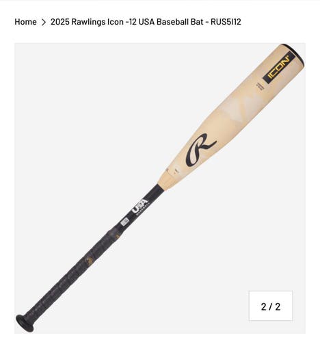 2025 Rawlings Icon Composite USABat Certified Bat (-12) 16 oz 28" (Used)