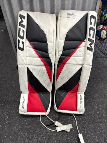 Used CCM E FLEX 6.5 Goalie Leg Pads Junior White 29" 11337-C000476339