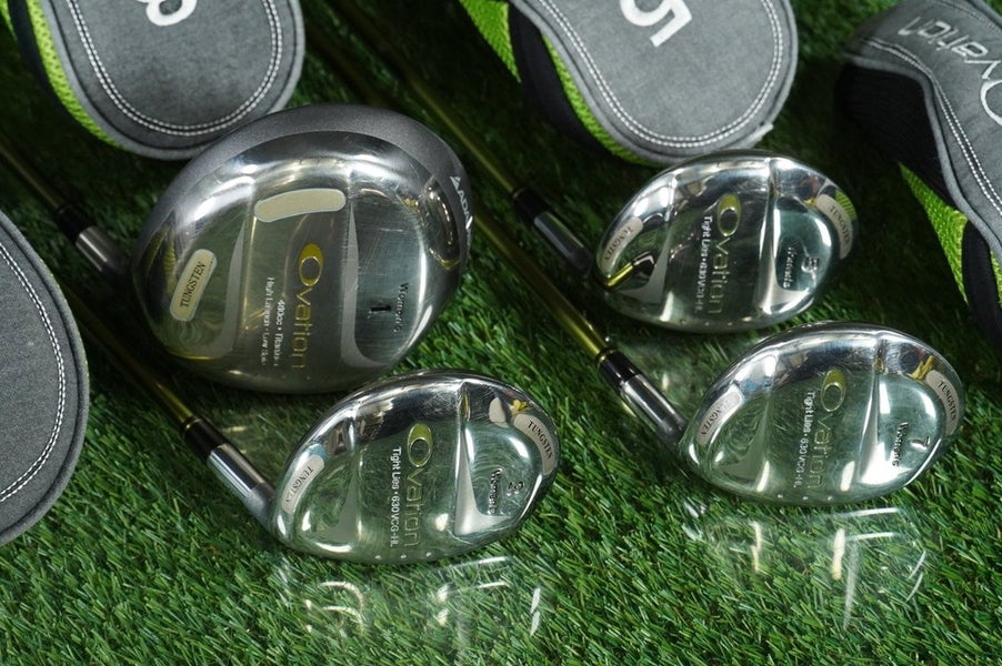 ADAMS OVATION DRIVER,3,5,7 WOODS SET WOMEN'S LADIES + HEADCOVERS RH & NEW GRIPS!