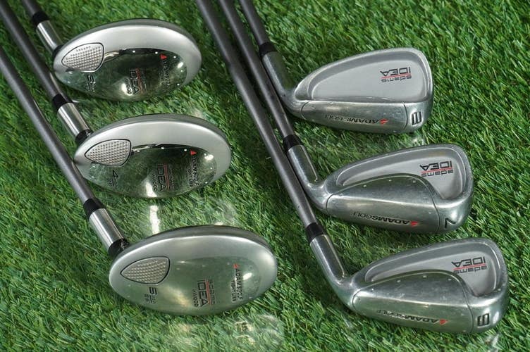 ADAMS IDEA 2004 HYBRID IRONS SET 3H-5H, 6i-8i SENIOR GRAPHITE RH NEW Sr. GRIPS!