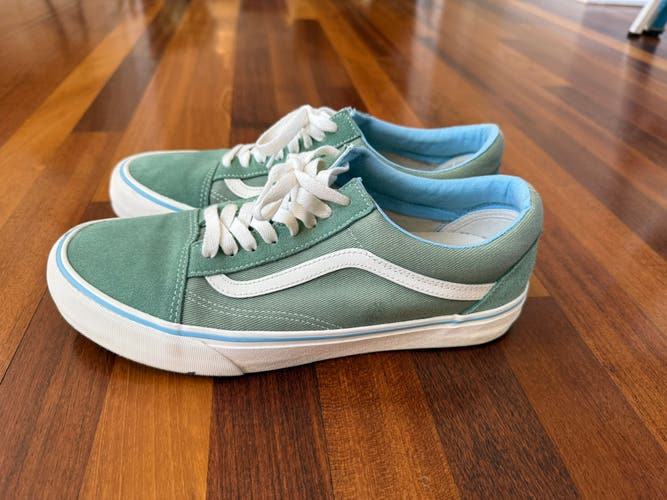Vans Old Skool Green/Light Blue Suede & Canvas Shoes Men’s Size 10