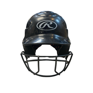 Used Rawlings BLACK HELMET WITH MASK Batting Helmet w/Mask Black MD 11706-S000369005