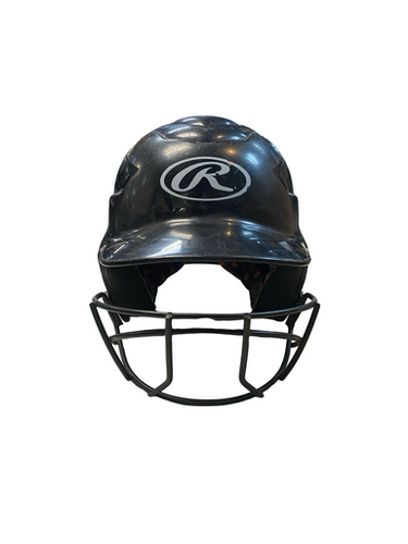 Used Rawlings BLACK HELMET WITH MASK Batting Helmet w/Mask Black MD 11706-S000369005