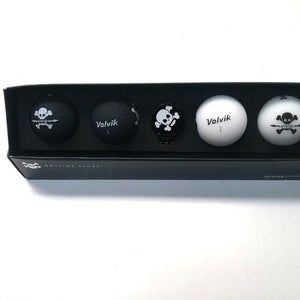 Volvik Vivid Skull Edition Golf Balls (4pk, Black & White) w/ Ball Marker NEW