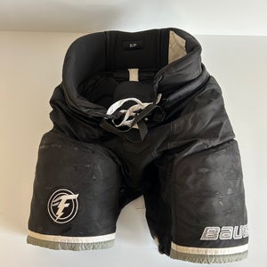 Used Senior Small Bauer Custom Pro Hockey Pants Pro Stock - Black/Grey/White