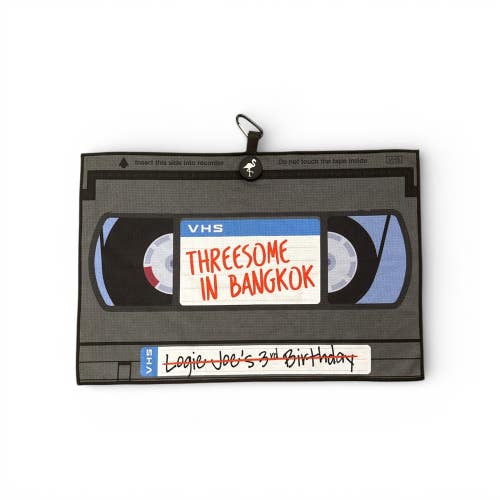 Logie Joes VHS Tape Golf Towel | Premium Double-Sided Microfiber