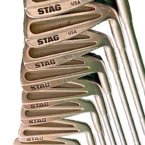 Stag Golf Set 2-PW USA Irons & Persimmon 1w,3w,4w RH Men's Stiff Steel With HC's