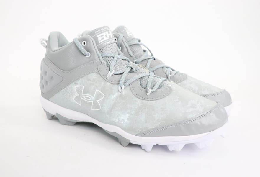 NEW UNDER ARMOUR mens harper 8 mid baseball shoes in grey Under Armour Men main image 4