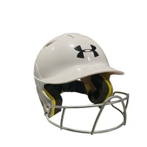 Used Under Armour WHITE HELMET Batting Helmet w/Mask White One Size 11834-S000041746