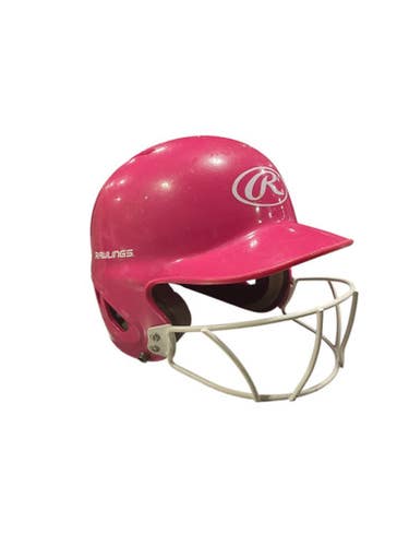 Used Rawlings PNK W/ MASK Batting Helmet w/Mask Pink One Size 11834-S000042775