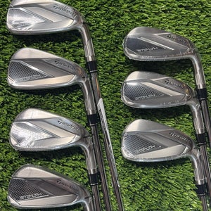 Right Handed TaylorMade Stealth Iron Set 5-PW, AW KBS MT Stiff Flex Steel Shafts