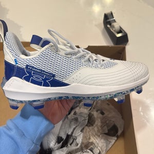 (D1 Issued) White Men's Size 11.5 UA Harper 7 Low Top Molded Cleats (New)