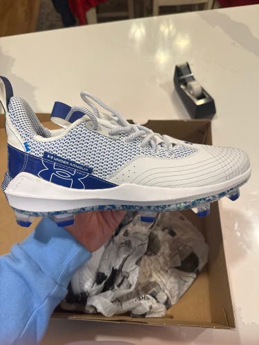 (D1 Issued) White Men's Size 11.5 UA Harper 7 Low Top Molded Cleats (New)