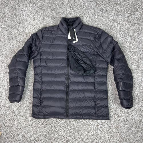 Adidas Jacket Mens Large Black Down Packable Puffer Lightweight Full Zip Winter