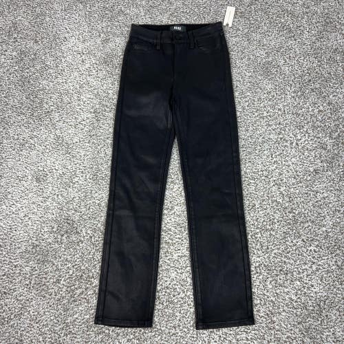 Paige Jeans Womens 24 Black High Rise Straight Coated Denim Cindy Anthropologie