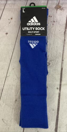 Adidas Utility Socks Over-the-Calf Compression Socks Royal Blue Large 2-Pack