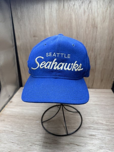 Vtg NFL Seattle Seahawks Sports Specialties Script Wool SnapBack Hat Distressed